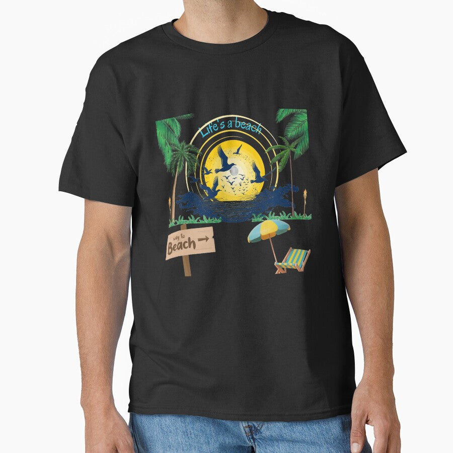 Life in Beach Printed Graphic T-Shirt by KARSCORP