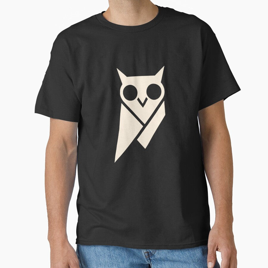 Geometric Owl – Minimalist Triangle Art – White Version by Evolla