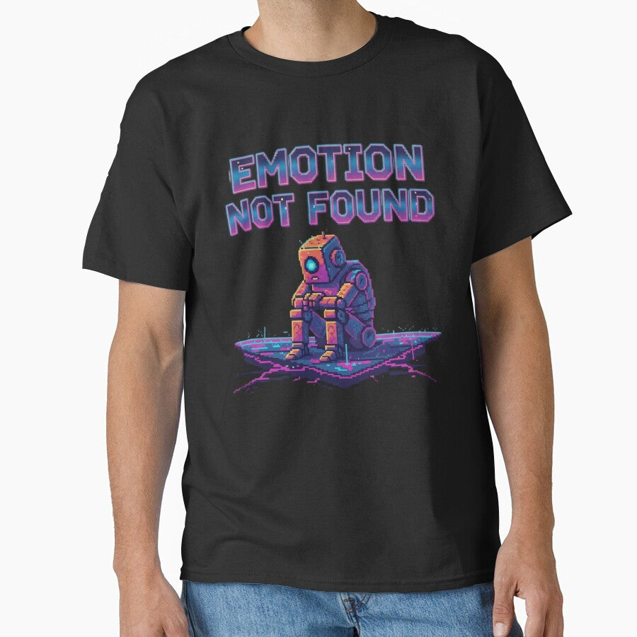 Emotion Not Found Sad Robot Retro Pixel Vaporwave by ChaosNest