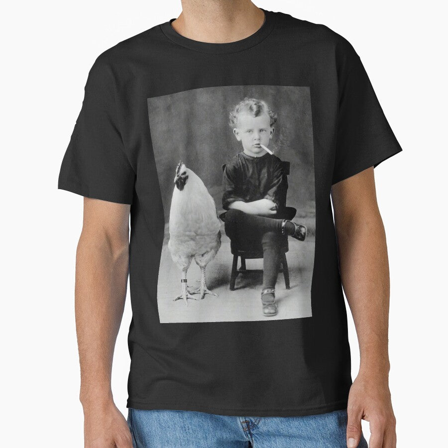 Boy With Chicken Rooster Smoking Cigarette by AestheticsXarts