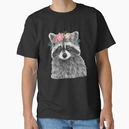 Raccoon Floral Crown Flowers Funny Cute Animal Raccoon Gift by Tee-md93