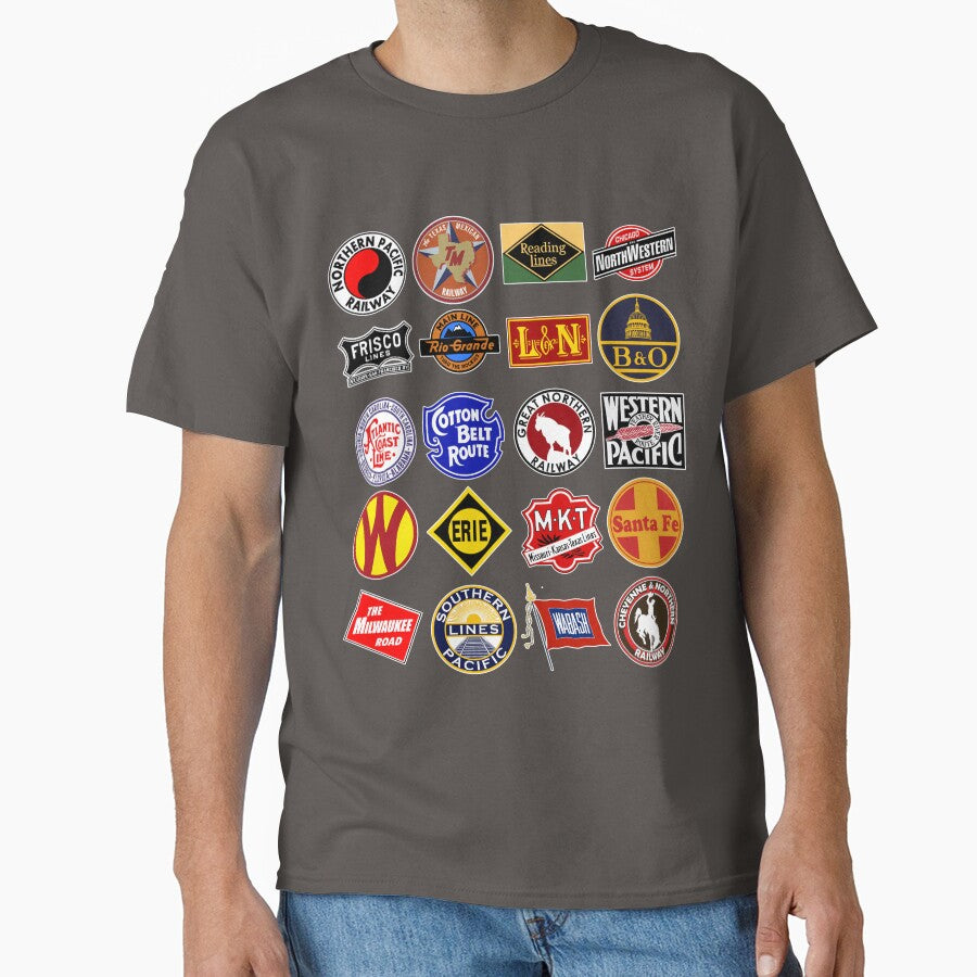 Vintage defunct Railroad Railway logos - Trains hobby by Osprey Tees