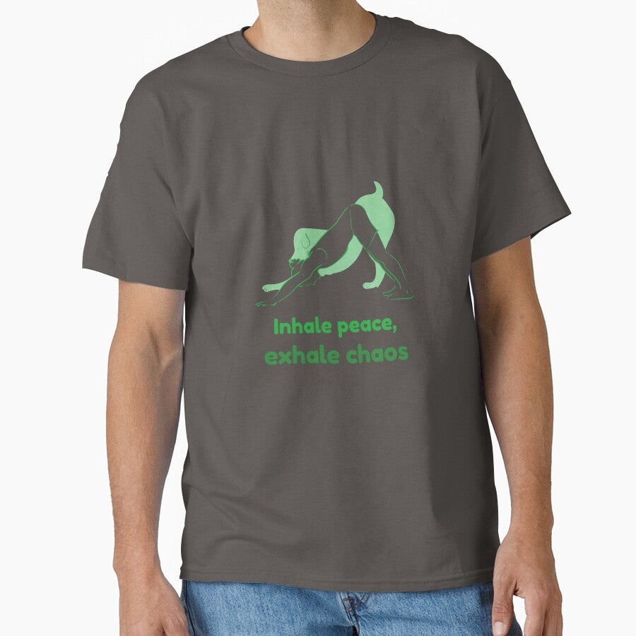 Downward Dog Yoga Pose Adho Mukha Svanasana – Inhale Peace Exhale Chaos Mindful Yoga Design by WellspringXflow