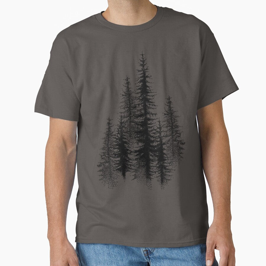 Dotwork black scandinavian forest. by Bokasana