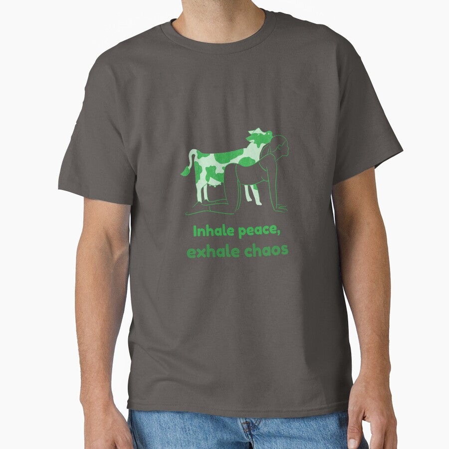 Cow Yoga Pose Bitilasana – Inhale Peace Exhale Chaos Mindful Breathing Yoga Design by WellspringXflow
