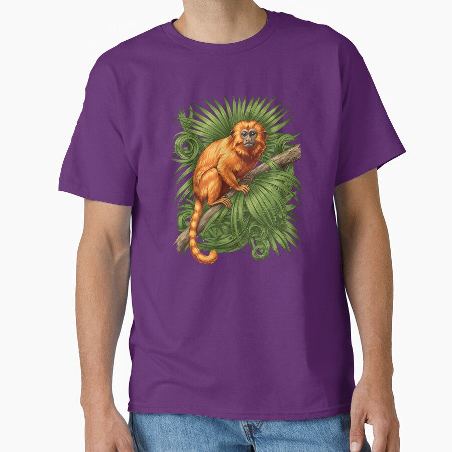Golden Lion Tamarin in Lush Tropical Jungle by BirdsnStuff