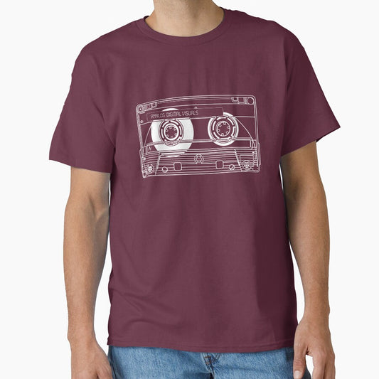 Cassette Tape Graphic Tee – Mixtape Era Y2K Streetwear (White Lines) Choose a Darker Color / Analog / Music by analogdigitalvz