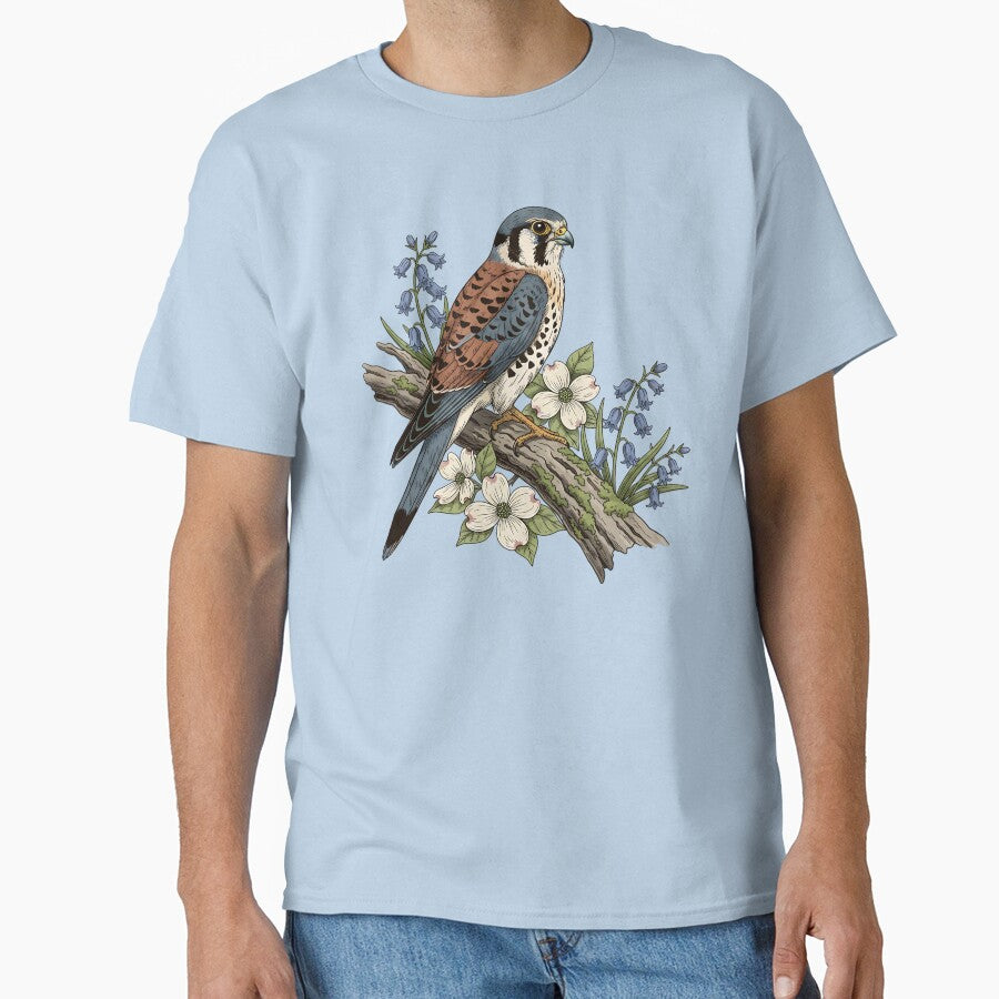 American Kestrel with Bluebells and Dogwood Botanicals by BirdsnStuff