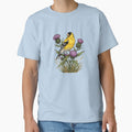 American Goldfinch Sitting Among Purple Thistle Bird Art by BirdsnStuff