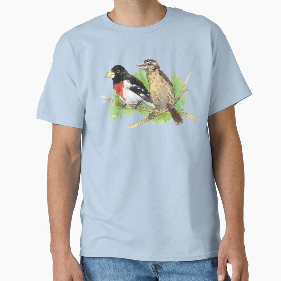 Watercolor Rose-Breasted Grosbeak Birds by BlackGoatPrints