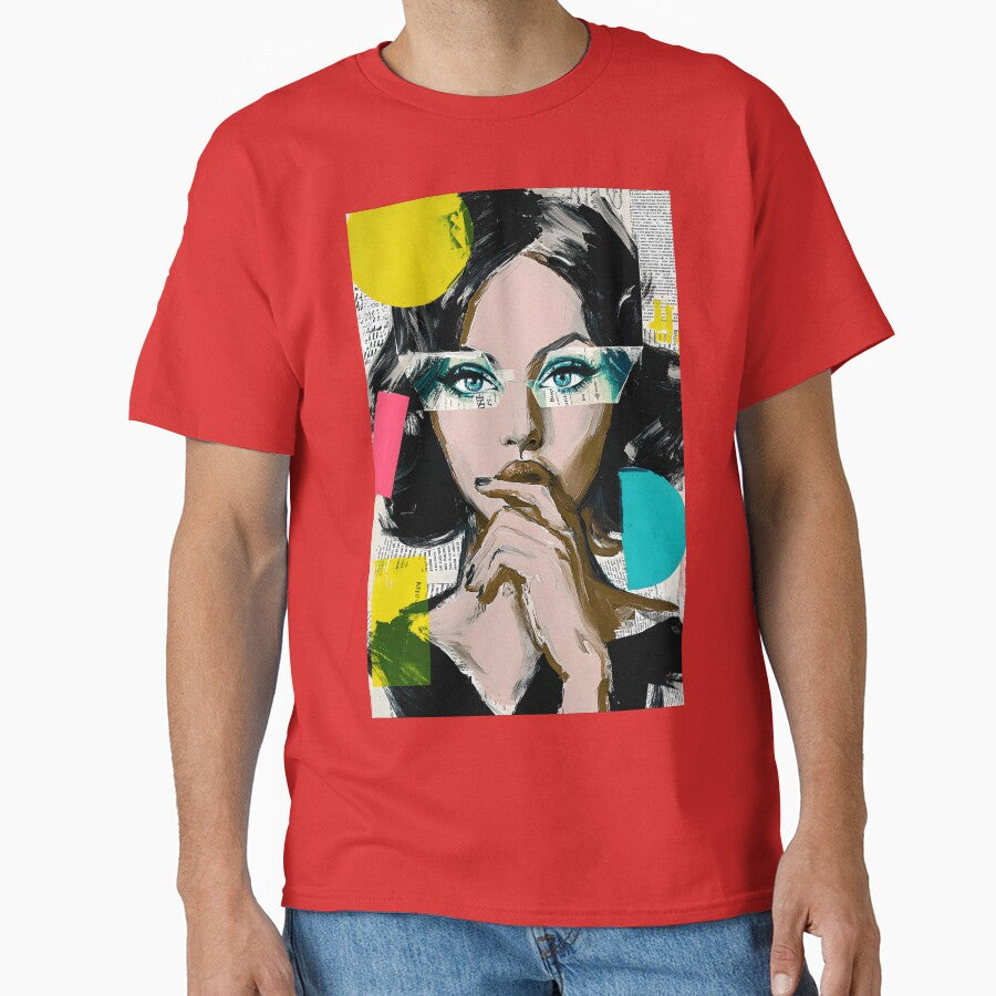 Explore Modern Expression with a Thoughtful Woman Amidst Vibrant Geometric Shapes by OlfactoART Studio