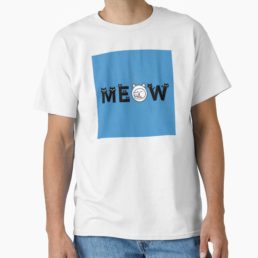 Meow Cat Lover Design - Cute Black and White Cats Typography Gift by SammyMorry