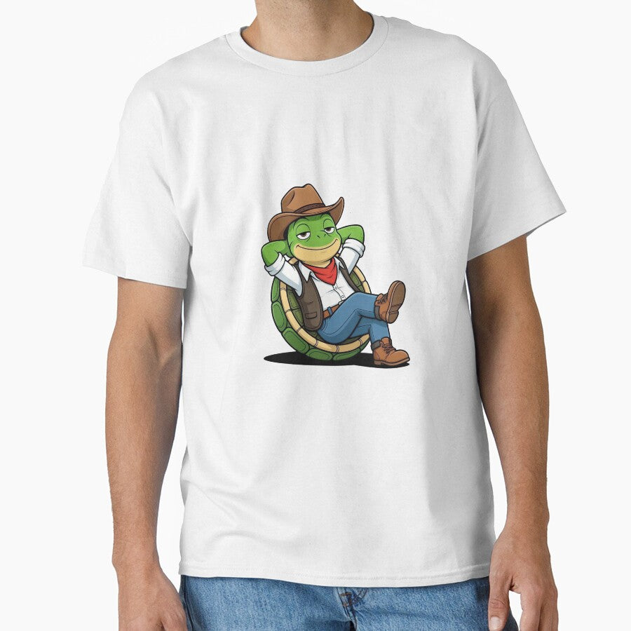 Relaxed Cowboy Turtle Chilling - Funny Western Animal by Threadnovax