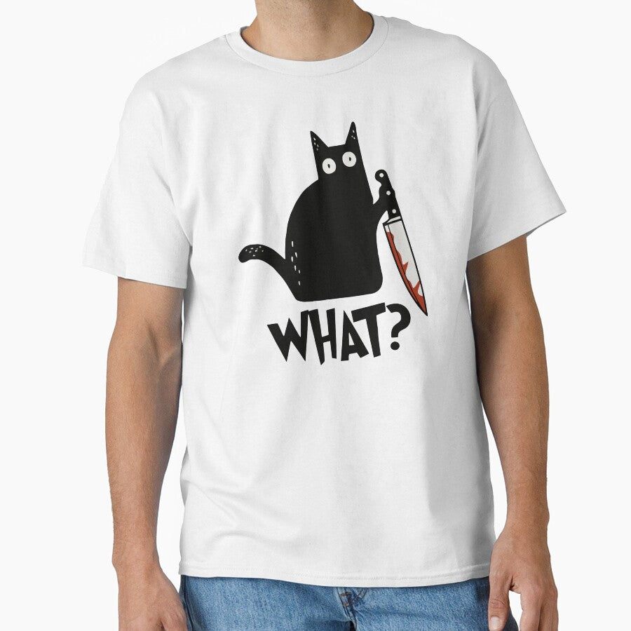 Cat What? Murderous Black Cat With Knife Gift Premium T-Shirt by ZeLittleFamily