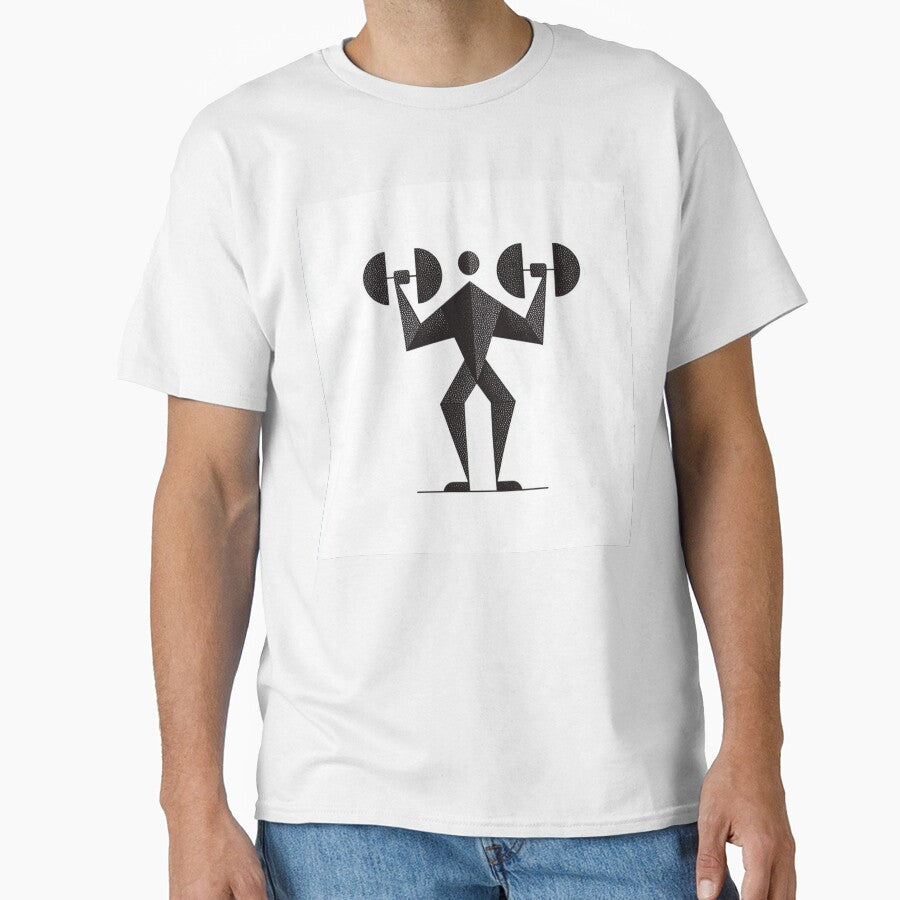 Dotwork Weightlifter Bold | Geometric Fitness Black and White Art by TypoArtPrints