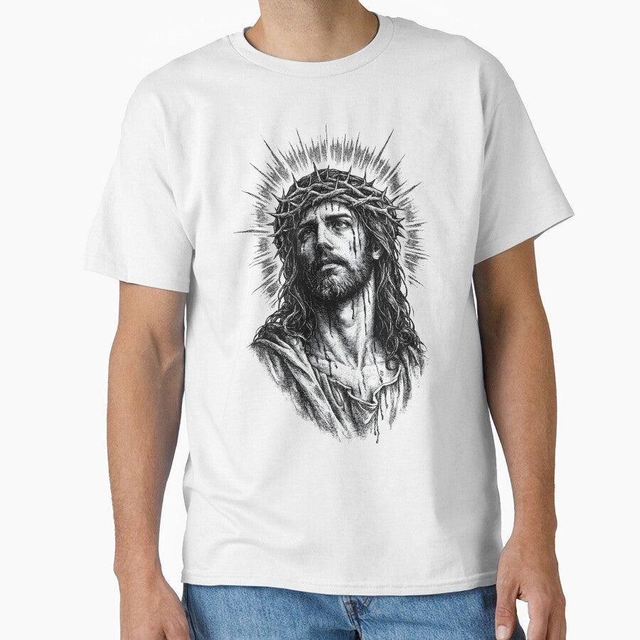 Frontier Faith Christian Tee | DWS Western Gothic Christ Portrait by DraftWorksTee