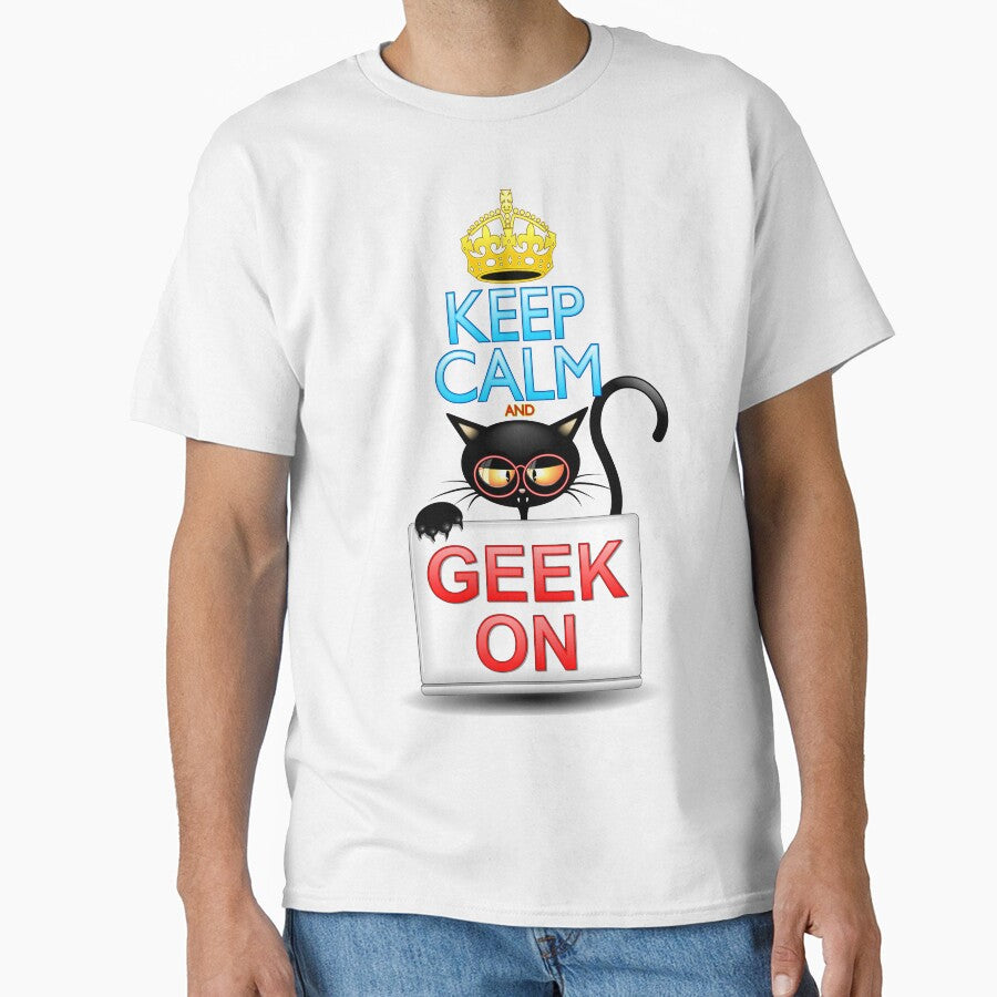 Keep Calm and Geek on! Cartoon Cat by BluedarkArt