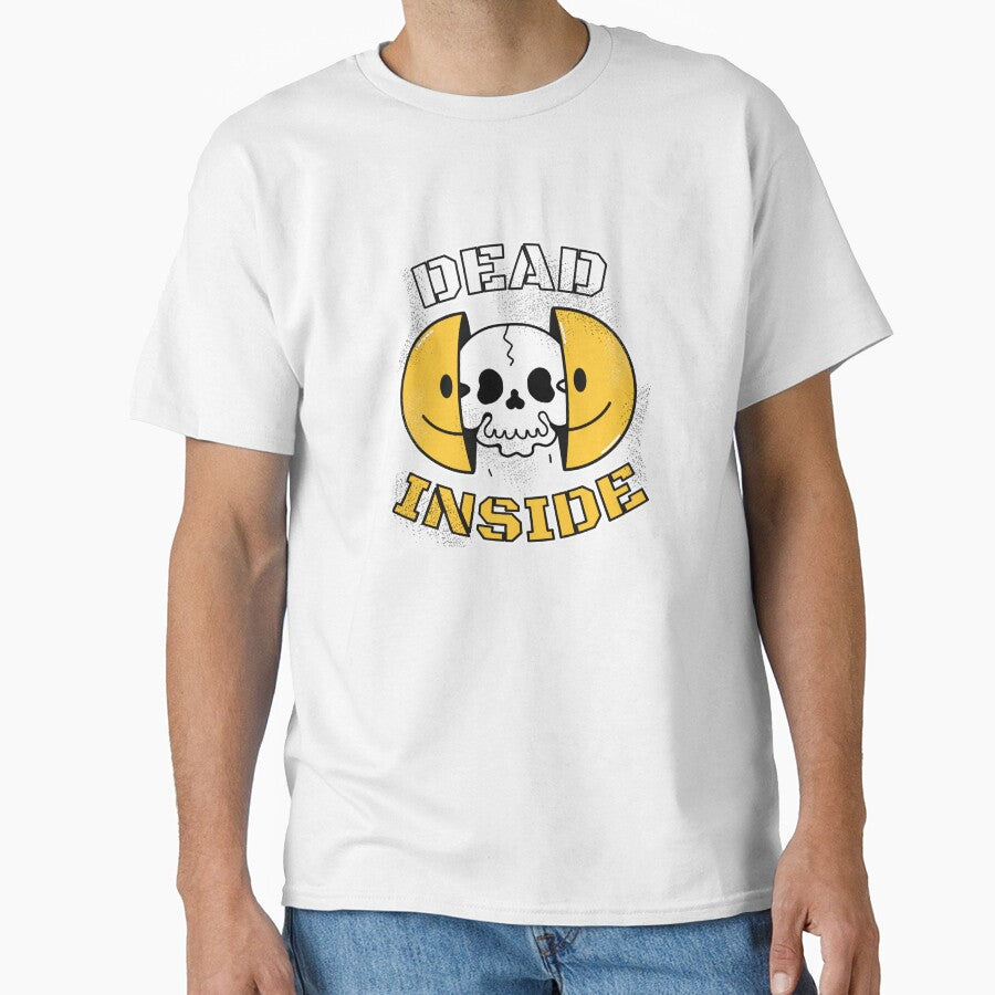 Dead Inside Funny Skull Design | Dark Humor Smiley Face | Sarcastic Quote Graphic | Gothic Funny Shirt | Emo Humor Art by amareshdas008