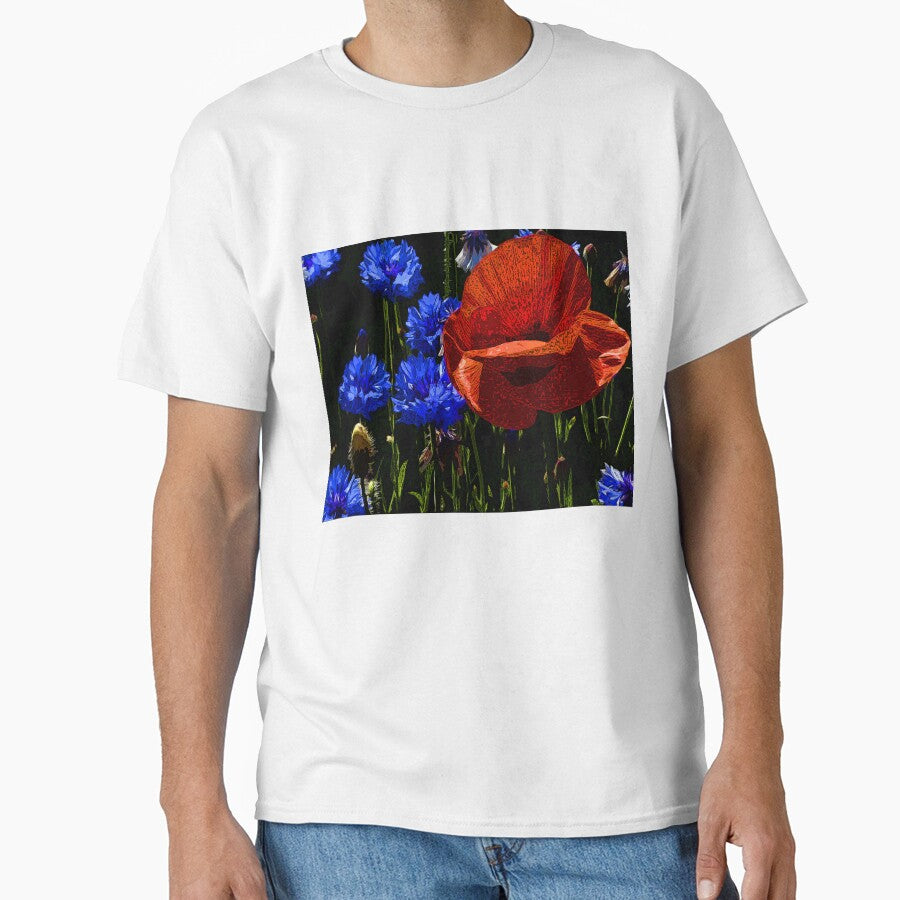 Blue and red flowers Сolor print by artdragongift 15