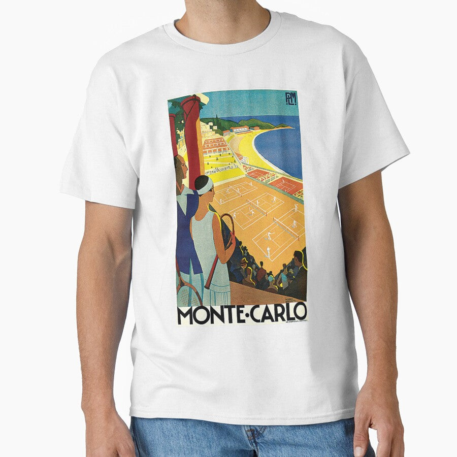 1920s Vintage Monte Carlo Tennis Travel Ad by aapshop