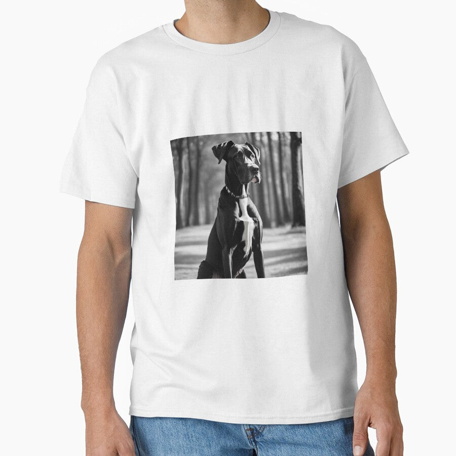 Black Great Dane Minimalist T-Shirt by Trialloja