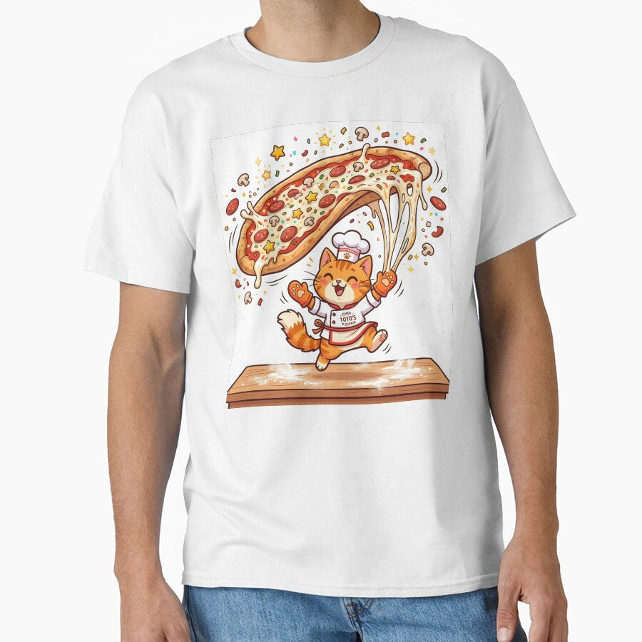 Kawaii Cat Pizza Chef – Cute Pizza Lover Kitty Tossing Giant Pizza by Furfolkz