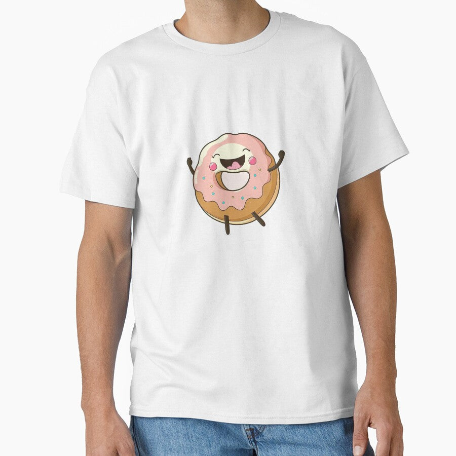 Kawaii Happy Donut with Pink Icing Sprinkles, Funny Food Gift, Cute by CLC54