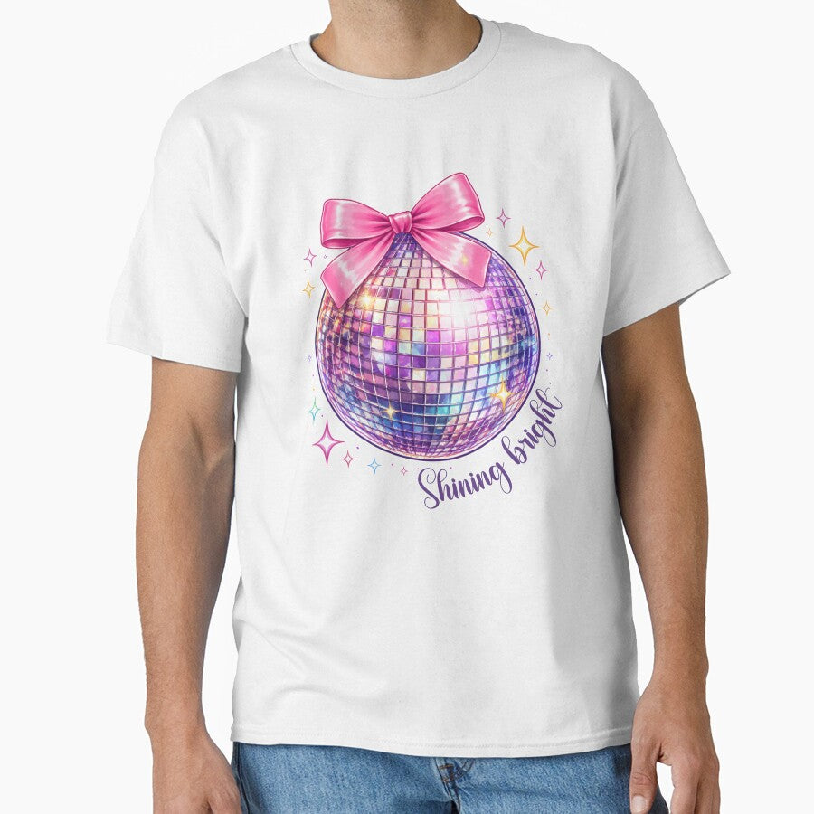 Colorful Disco Ball with Pink Bow – Shining bright by a1qualityd