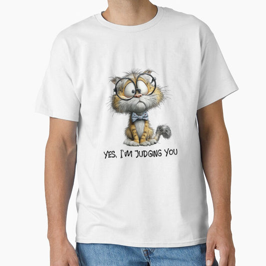 Yes, I’m Judging You – Nerd Cat with Glasses | Funny Smart Cat Illustration by DigiWoosh