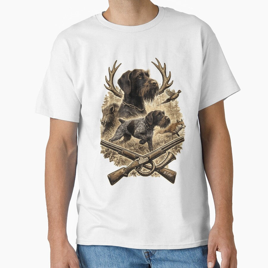 German Wirehaired Pointer Hunting Spirit – Vintage Hunter Dog Illustration by TammyHunterArt
