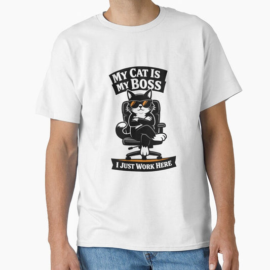 Funny Cat Boss Shirt – My Cat Is My Boss I Just Work Here Humor Design by Shopchid