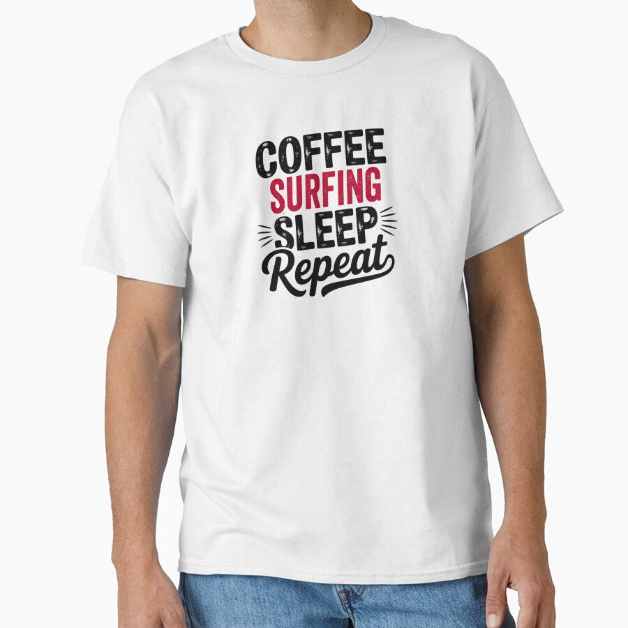 Coffee Surfing Sleep Repeat - Funny Surfing Lover by Watsonarts