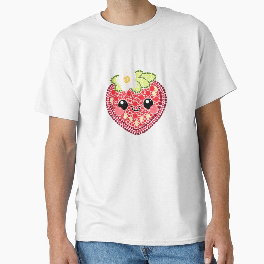 Kawaii Strawberry Dot Art by Cardiff Creative
