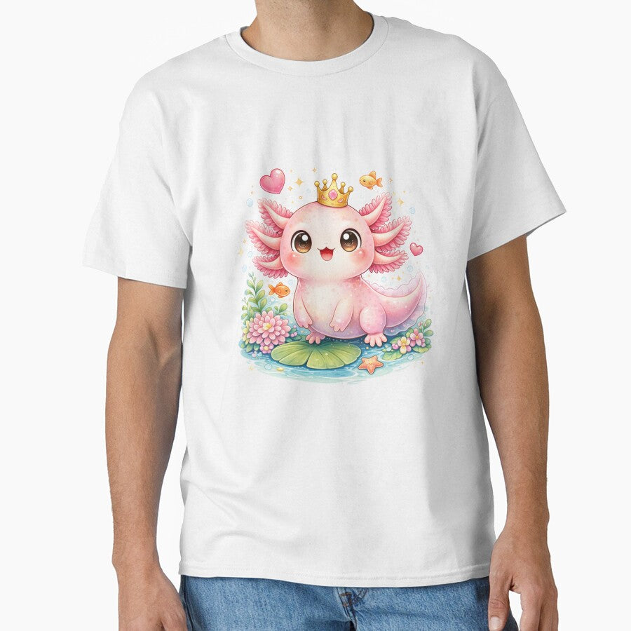 Cute Axolotl With Crown Kawaii Design by Seculinator
