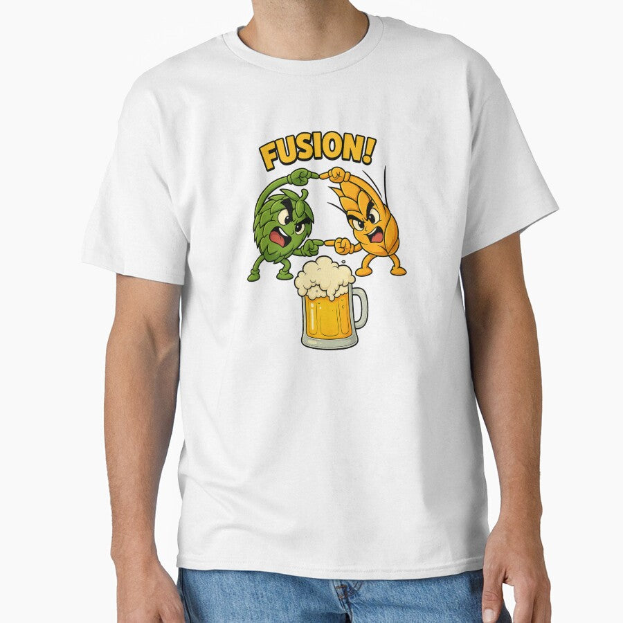 Hop & Malt Fusion – Craft Beer Cartoon Shirt | Brewing Geek Beer Lover Design by Hop in the Veins