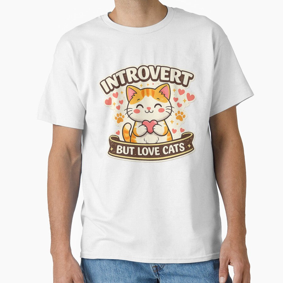 Introvert But Love Cats Cute Cat Lover Funny Cat Mom Design by BSSCREATIVES