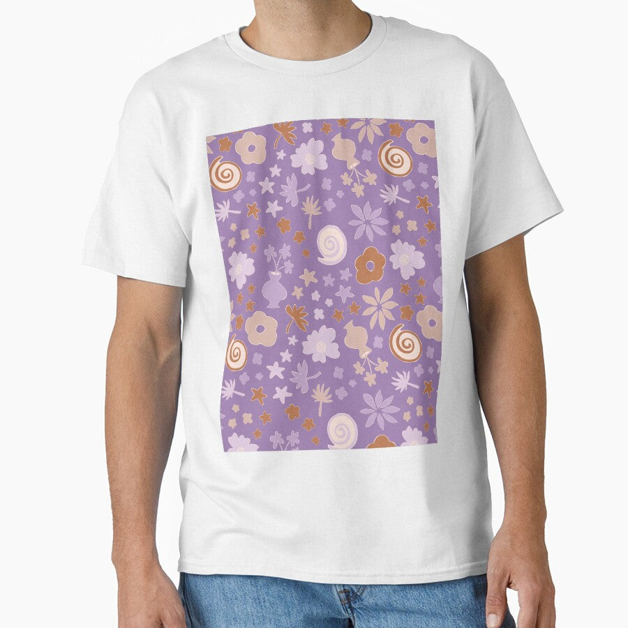 Boho Purple Lilac Beige Brown Flower Pattern Girls Room by blomastudios