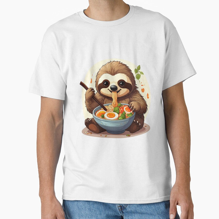 Cute Sloth Eating Ramen – Kawaii Sloth Noodle Bowl by TripleMoonCrafts