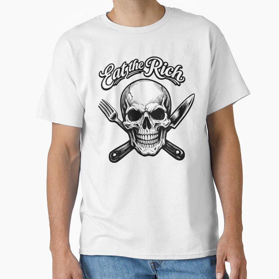 Eat the Rich Skull – Dark Satire Anti Capitalist Illustration by TrashCultSupply