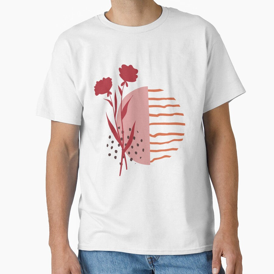Pink Boho & Red Rose  ; Botanical Bohemian Pattern by PatternInArt