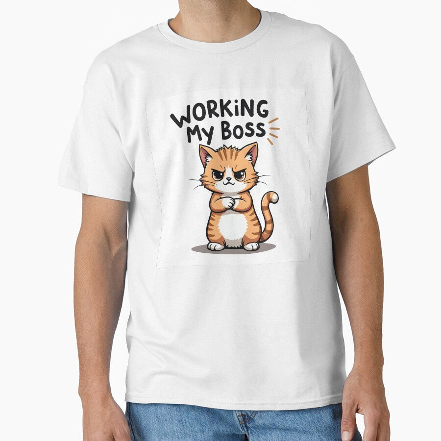 Funny Grumpy Cat T-Shirt – “I Work Hard So My Cat Can Have a Better Life” Cat Lover Graphic Tee by MilaPrintify