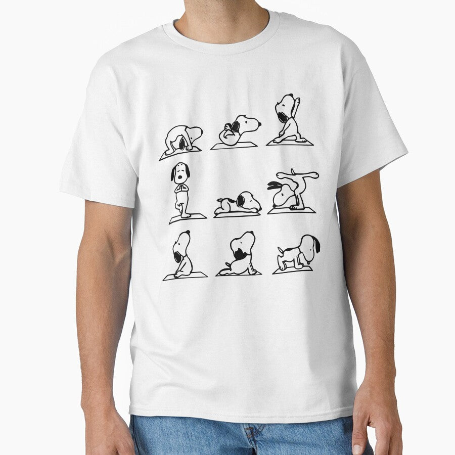 Cartoon Dog T-Shirt – Cute Beagle Buddy Yoga Dog Poses Graphic Tee for Men Women by jenniferkimbal