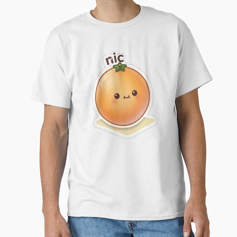 Orange “Nic.” Kawaii Sticker – Minimal Chill Reaction Aesthetic by Dakochaaan