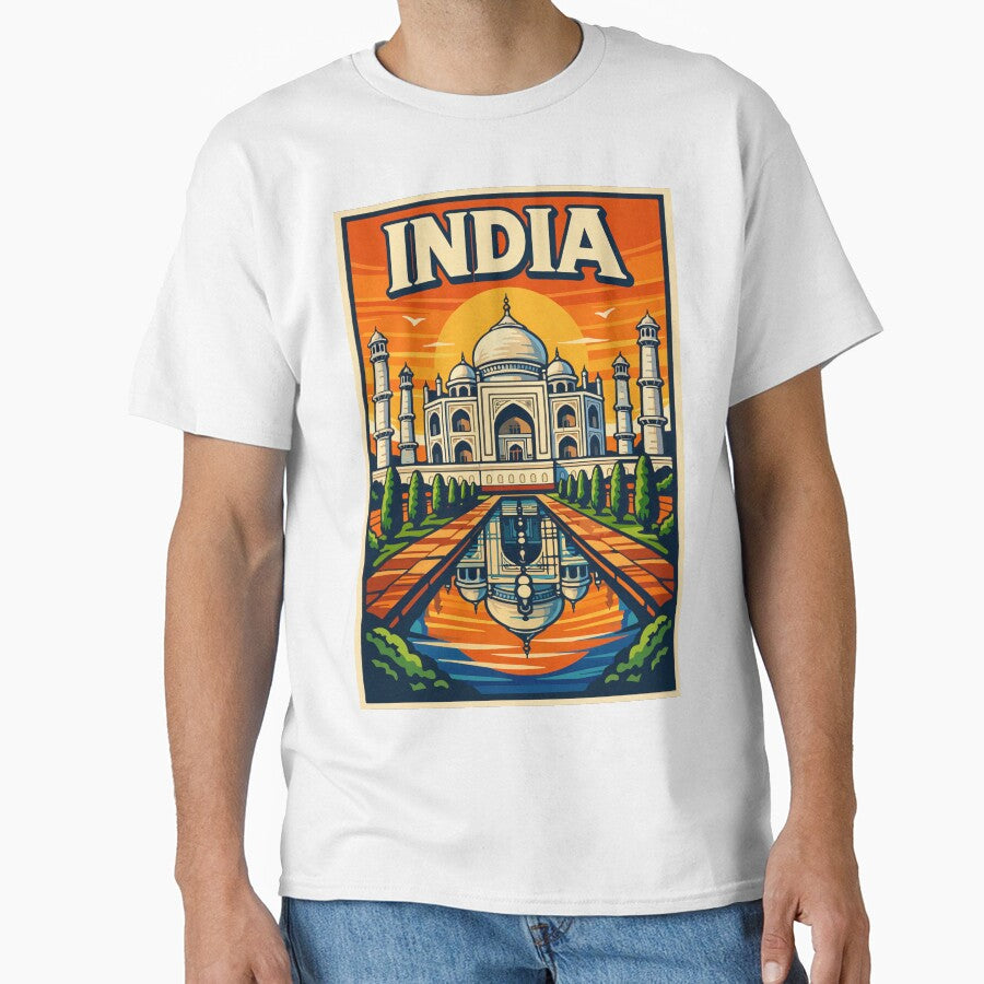 Vintage India Travel Poster: Taj Mahal Agra Art by arfindo-indra