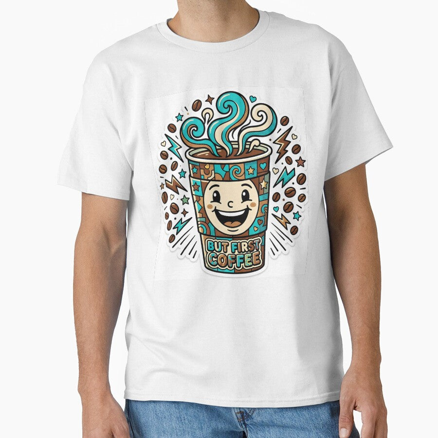 Coffee Pop Art Bold Colorful But First Coffee Sticker by Poppy Volt