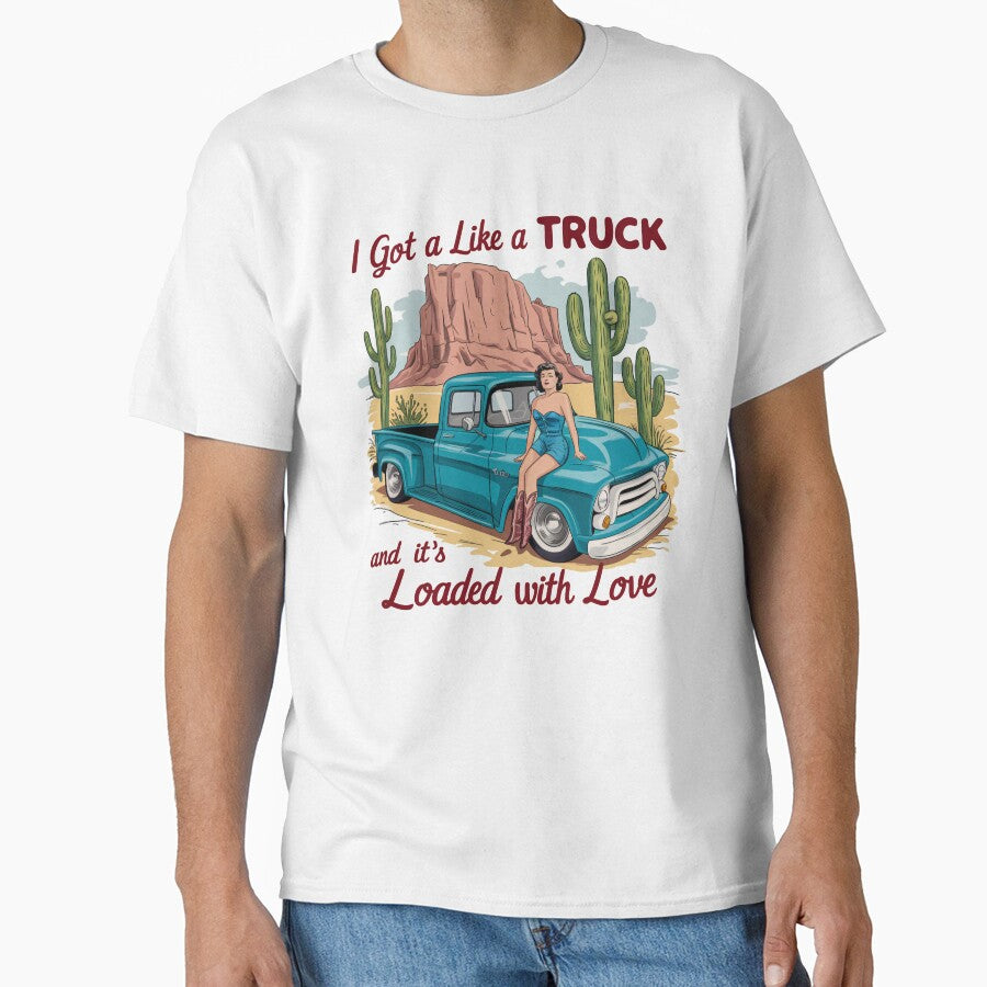 Vintage Pin-Up Girl and Classic Truck - Loaded With Love Design by Charlietule