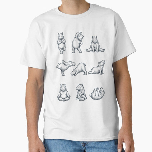 Vintage Hippo Yoga Poses Funny Meditation Animal Lover by DoodleTortle