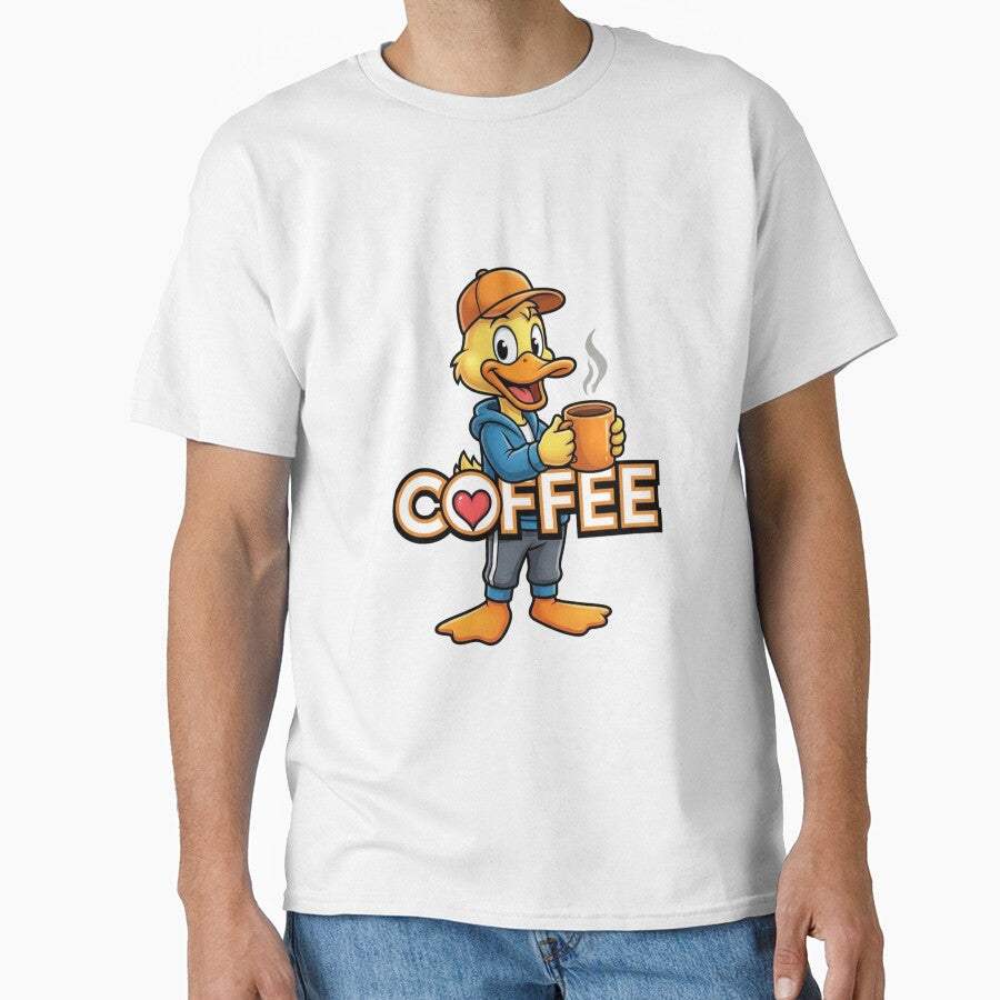 Funny Duck Coffee Lover Cute Cartoon Duck Drinking Coffee by MyStore2025