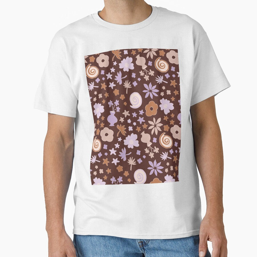 Boho Pastel Lilac Purple Beige Brown Flower Pattern Girls Room by blomastudios