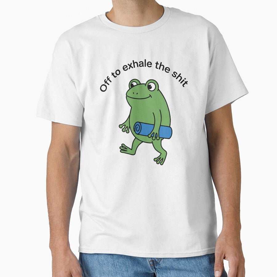 Off to exhale The Shit Funny International Yoga Day Frog Meme by gunaone-design